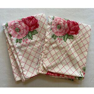 Vintage Standard Pillowcases Pair Floral Print Linens Bedding Made in Canada
